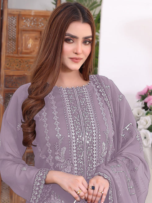 Violet Georgette Pant Suit 189517 Closure View